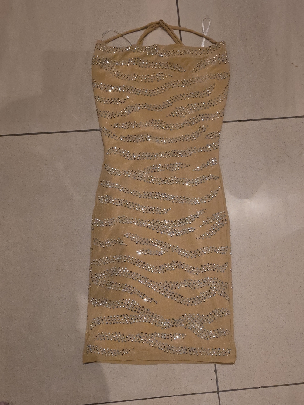 Symphony Gold Rhinestone Bodycon Mini Dress